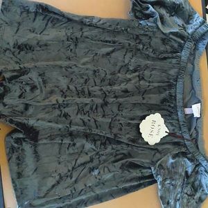 Xl Knox rose velvet crop top in bluish gray